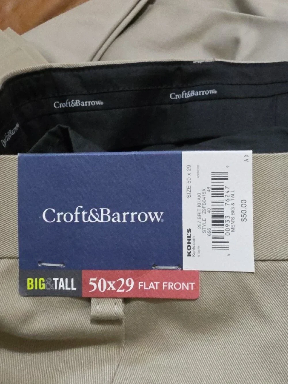 Croft & Barrow Men's Easy-Care Flat Front Chinos in Khaki